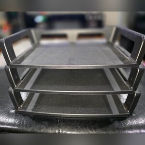 Storex Plastic Stackable Office Letter Paper Trays Set of (3)